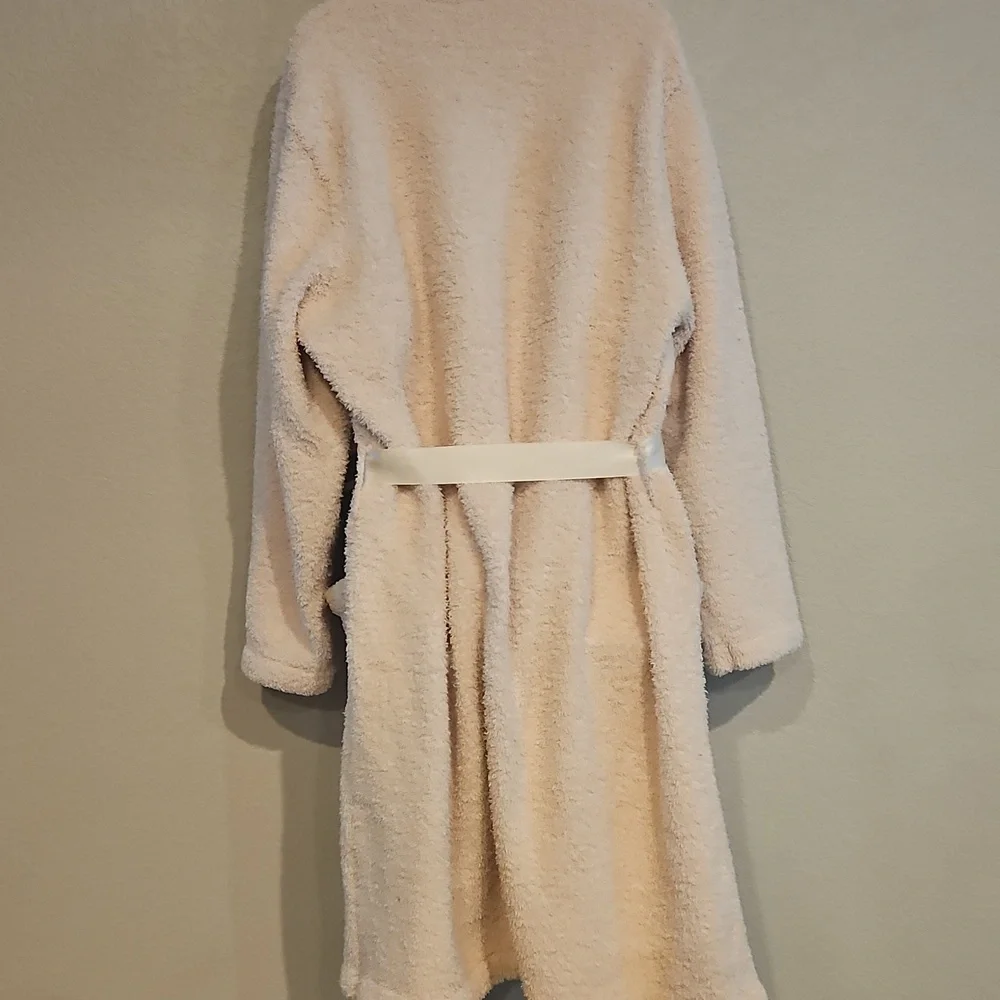 Pottery Barn | Women's Sherpa Teddy Cream Lt. Pink Pockets Loungewear Robe Sz L - Picture 5 of 10